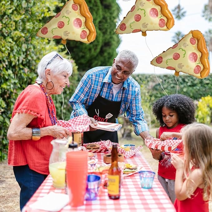 3pcs Pizza Slice Balloons, Self-Sealing Aluminum Foil Party Decorations - Image 4