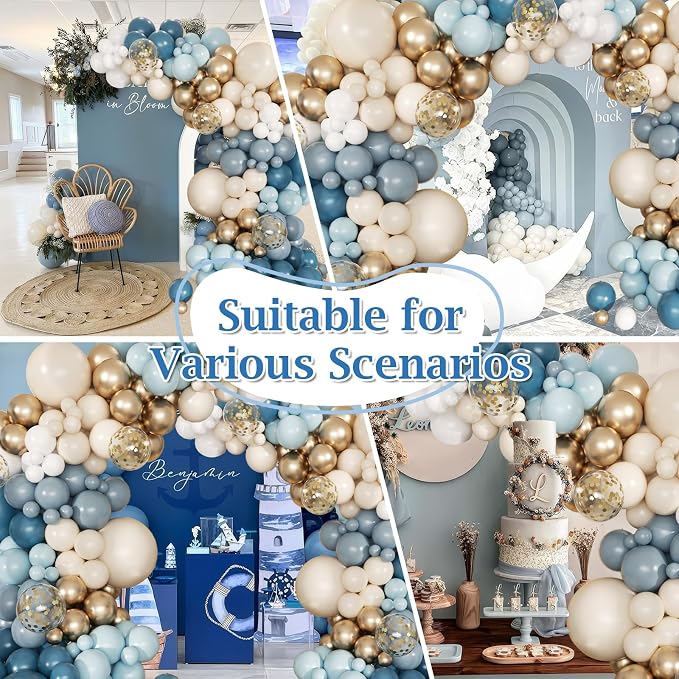 168pcs Dusty Blue Balloon Garland Arch Kit Different Sizes | 18 12 10 5 inch - Image 7
