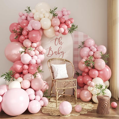 Dusty Pink Balloon Arch Kit for Baby Shower Bridal Shower Decorations | 124Pcs by CROSSFINGERS