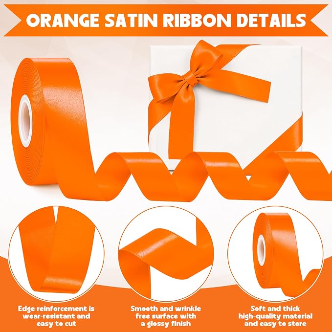 1In 30Yards Orange Satin Ribbon - Image 3