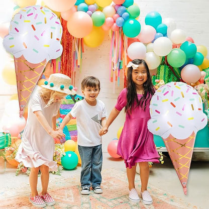 32 Inch Large Ice Cream Balloons Cone Kit, Giant Sweet Ice Cream Sprinkle Foil - Image 5