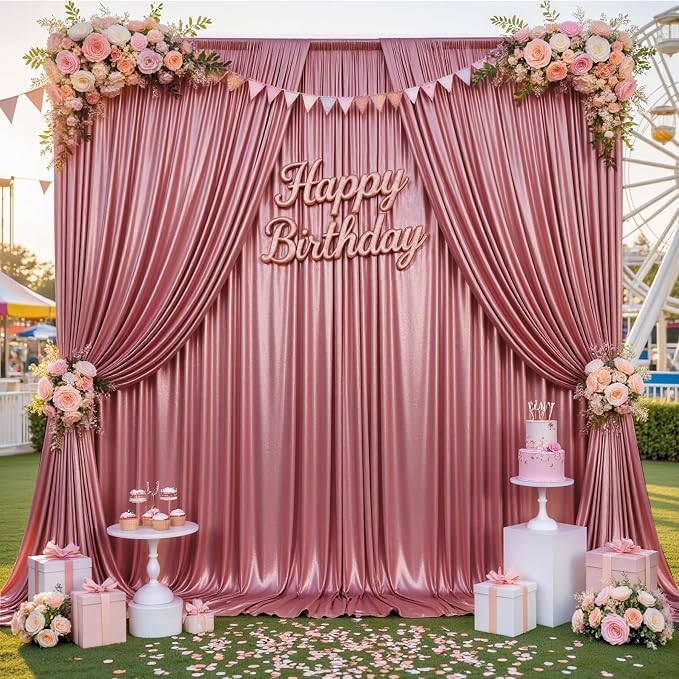 20x10ft Thick Rose Gold Glitter Backdrop Curtain Panels - Image 2
