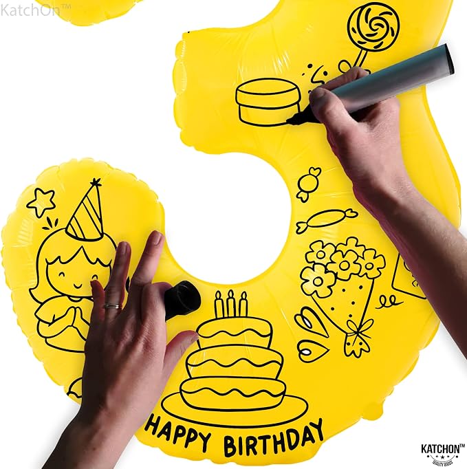 KatchOn, Honey Bee Party Decorations | Yellow Three balloon - Image 5