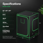 VIVOSUN S558 5x5 Grow Tent, 60"x60"x80" High Reflective Mylar with Observation Window and Floor Tray for Hydroponics Indoor Plant for VSF6450