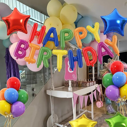 29PC Rainbow Happy Birthday Balloon Banner, 16 Inch 3D Aluminum Letter Banner - Image 3