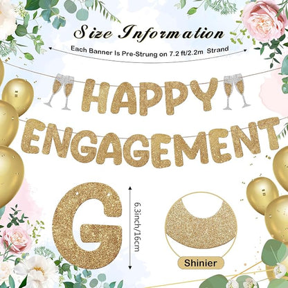 Pre Strung Happy Engagement Banner Glitter Engagement Party Decorations - Image 3