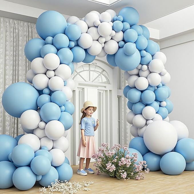 412Pcs Blue and White Balloon Arch Kit, 18 12 10 5 Inch Different Size Light - Image 7