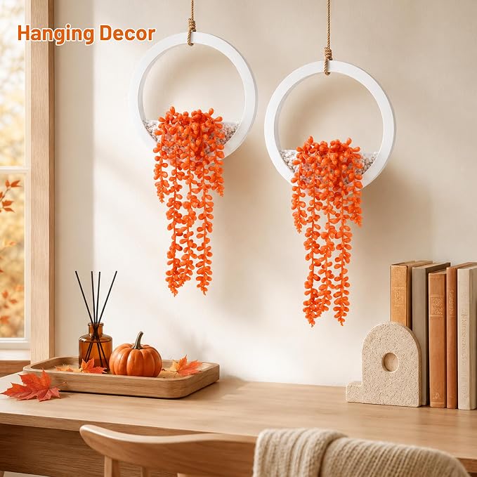 Der Rose 2 Pack Autumn Artificial Hanging Plants - Image 4