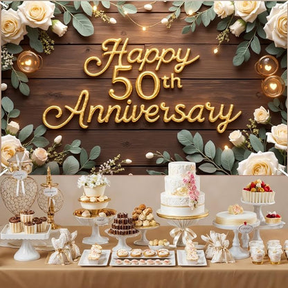 Happy 50th Anniversary Decorations Banner, 50th Wedding Anniversary Party - Image 2