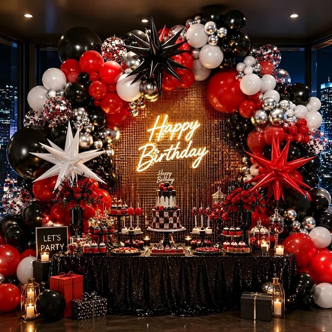 130pcs Red and Black Balloon Arch Kit - Image 7