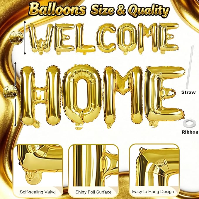 40Inch Gold WELCOME HOME Letter Balloon - Image 2