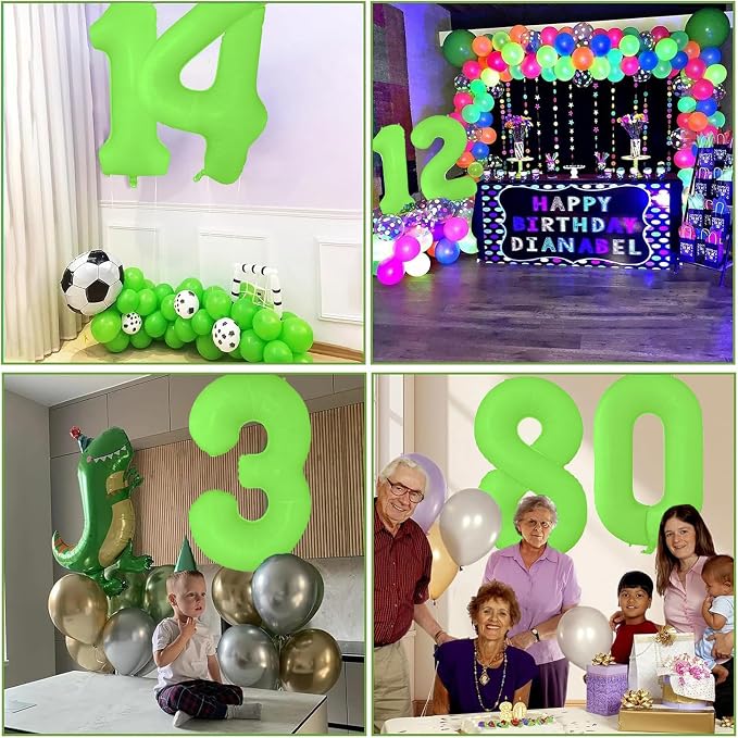 Fluorescent Green Number Balloon 40 inch Giant Foil Helium Balloons Green - Image 4