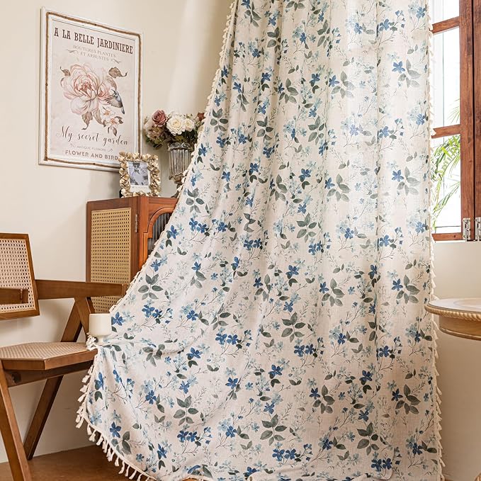 ENJOYBRIDAL Floral Curtains 84 Inch Length Farmhouse Semi Sheer Drapes - Image 6