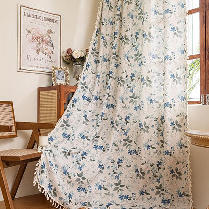 ENJOYBRIDAL Floral Curtains 84 Inch Length Farmhouse Semi Sheer Drapes - Image 6