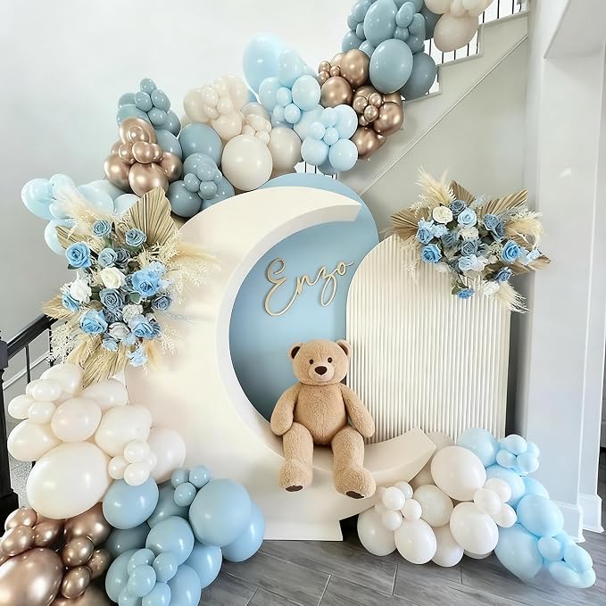 HILAVO Dusty Blue and Gold Balloons - Image 6
