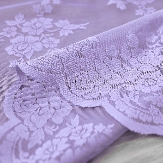Kotile Light Purple Lace Floral Curtains - Image 7