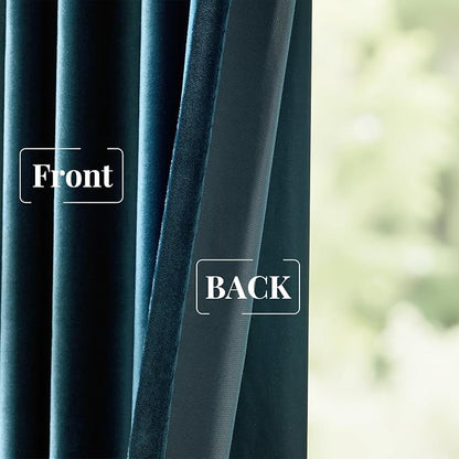 BULBUL Velvet Peacock Blue Blackout Curtains 96 inch Long - Image 7