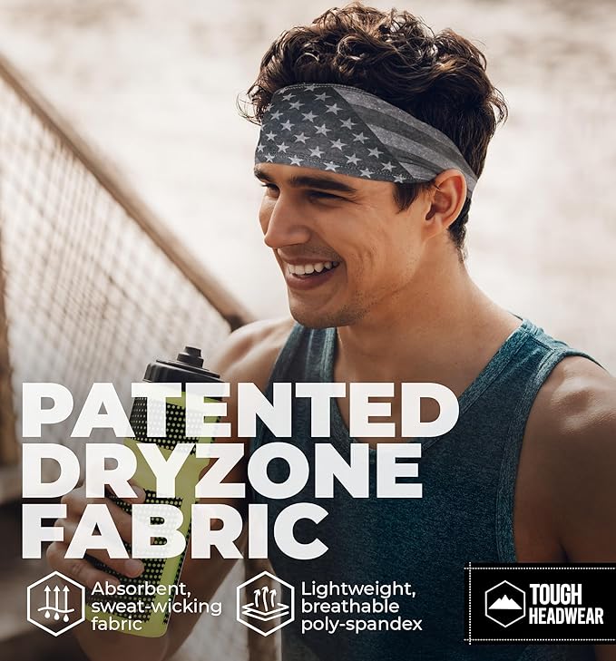 Tough Headwear Tough Outfitters Headband for Men - Mens Headbands - Working Out Sports Performance Head Bands - Athletic Cycling Running Sweat Band, Football Headbands - Sweat Bands Men/Women