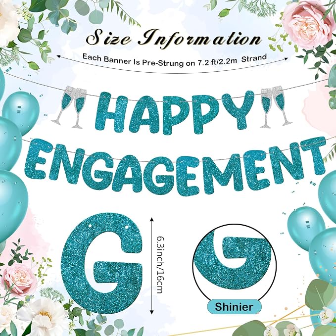 Pre Strung Happy Engagement Banner Glitter Engagement Party Decorations - Image 3