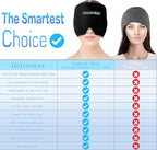 General Medi Headache & Migraine Ice Wrap Cap, Cold Therapy Migraine Relief Hat, Headache Ice Hat Cold Compress, Great for Puffy Eyes, Tension, Sinus & Stress Relief (Black)