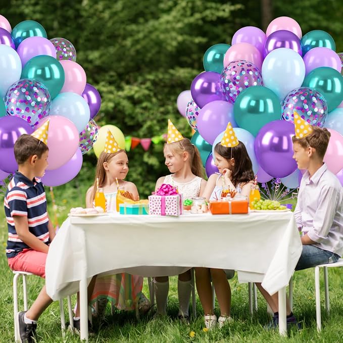 Mermaid Balloons, 12 Inch Pastel Purple and Teal Balloons - Image 5