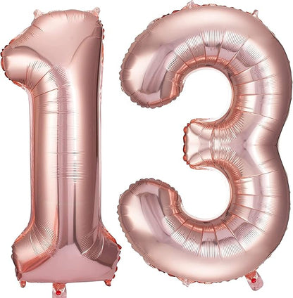 Jonhamwelbor 13 Number Balloons Rose Gold Big Giant Jumbo Number 13 Foil Mylar by Jonhamwelbor