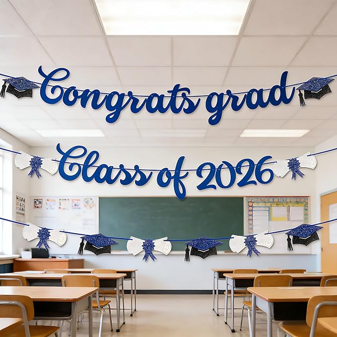 2026 Graduation Banners Party Decorations-Black Glitter We are So Proud of You - Image 4