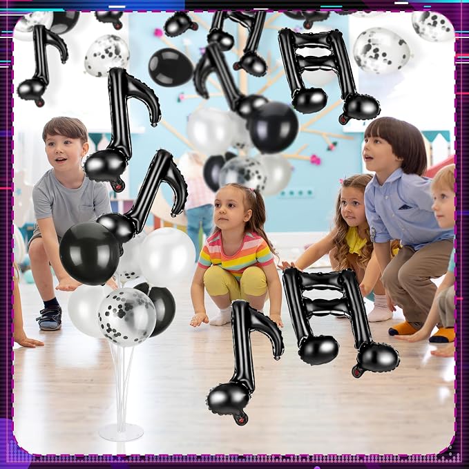 18" Music Notes Foil Balloons Stand Kit 4 Set, Music Latex Birthday Party - Image 5