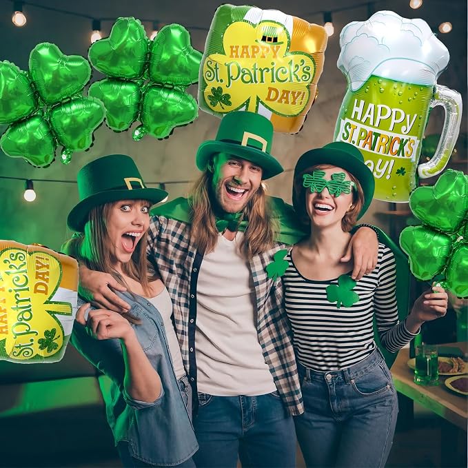St. Patrick's Day Balloons 5pcs 18 Inch Shamrock Balloons Clover Foil Balloon - Image 4