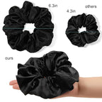 Scrunchies Hair Ties for Women - Big Silk Satin Scrunchie Jumbo Gaint Oversized Cute Scrunchy for Curl Thick Hair Ligas Para el Cabello De Mujer Decorations Hair Accessories Gift for Girls