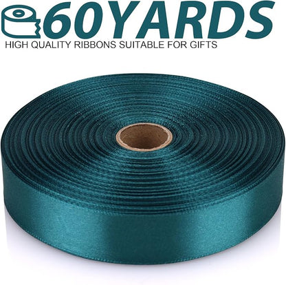 7/8 Inch 60 Yards Greenish Blue Satin Craft Ribbon-Single Face Polyester Ribbon - Image 2