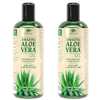 Green Leaf Naturals Amazing Aloe Vera Gel - Freshly Cut, 100% Pure Aloe, Premium Quality, Vegan, Unscented - Natural Sunburn Relief, After Shave, Skin, Face & Hair Care (two 8oz bottles) 16oz