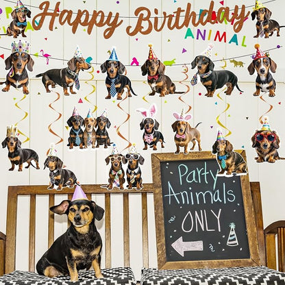 Dachshund Dog Birthday Banners Hanging Swirls Party Decor 10PCS | Dachshund - Image 5
