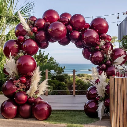 Double Stuffed Burgundy Balloon Garland Arch Kit | 18/12/10/5inch Different by Unknown