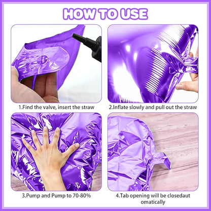 Metallic Purple Gold and Silver Double Sided Square Foil Balloons Wall - Image 6