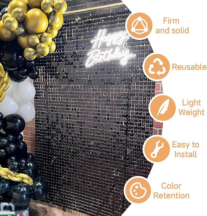 4x6 FT Black Shimmer Wall Backdrop, Glitter Bling Photo Backdrop - Image 3