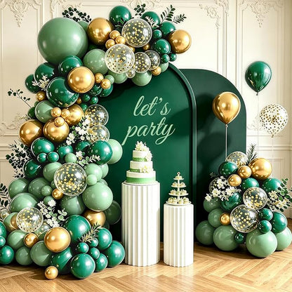 154 PCS Emerald Green and Gold Balloon Arch Kit, Forest Green Balloons in by Unknown