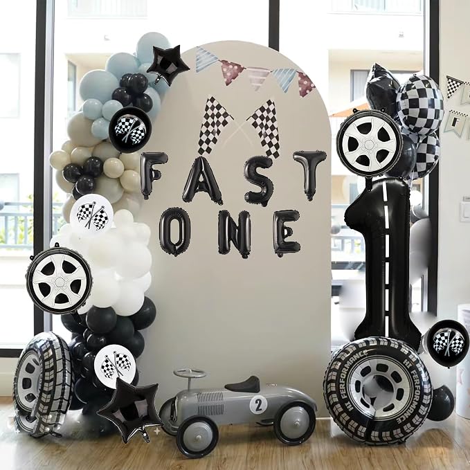 Race Car 1st Birthday Party Balloons, Fast One Letter Banner Balloon 40 Inch - Image 8