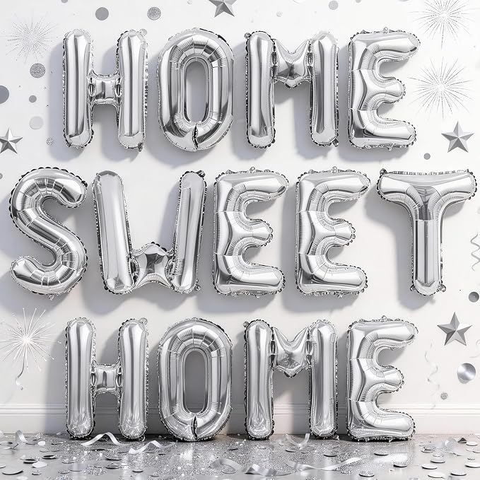 Silver HOME SWEET HOME Letter Balloon by Togvu