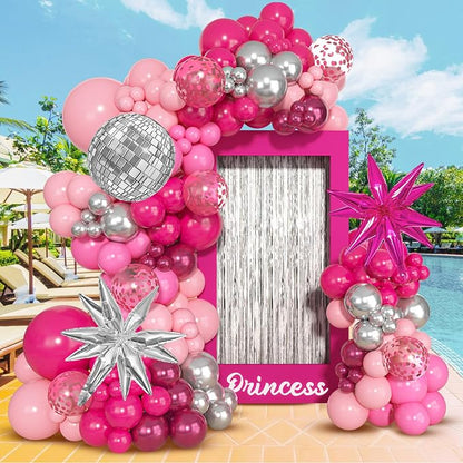 143Pcs Princess Pink and Silver Valentines Balloon Garland Arch Kit | Confetti - Image 7