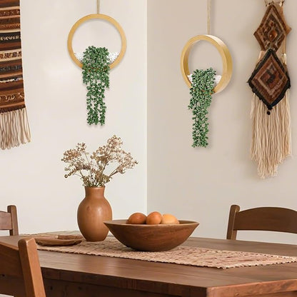 Der Rose 2 Pack 15" Fake Hanging Plants in Wood Tone Pots - Image 5