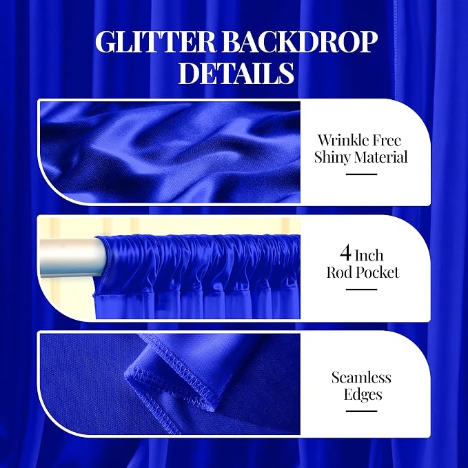 40x10ft Royal Blue Glitter Backdrop Curtain - Image 4