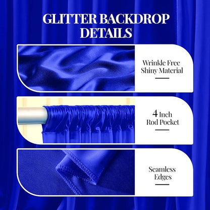 40x10ft Royal Blue Glitter Backdrop Curtain - Image 4