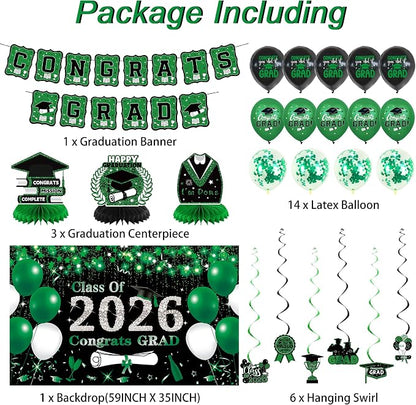 DARUNAXY Green Graduation Party Decorations, 2026 Congrats Grad Honeycomb - Image 2