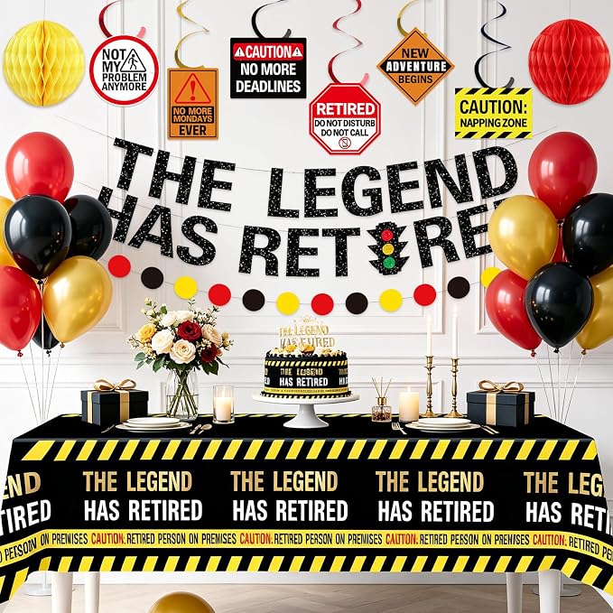 The Legend Has Retired Party Decorations, Funny Caution Warning Retirement - Image 6