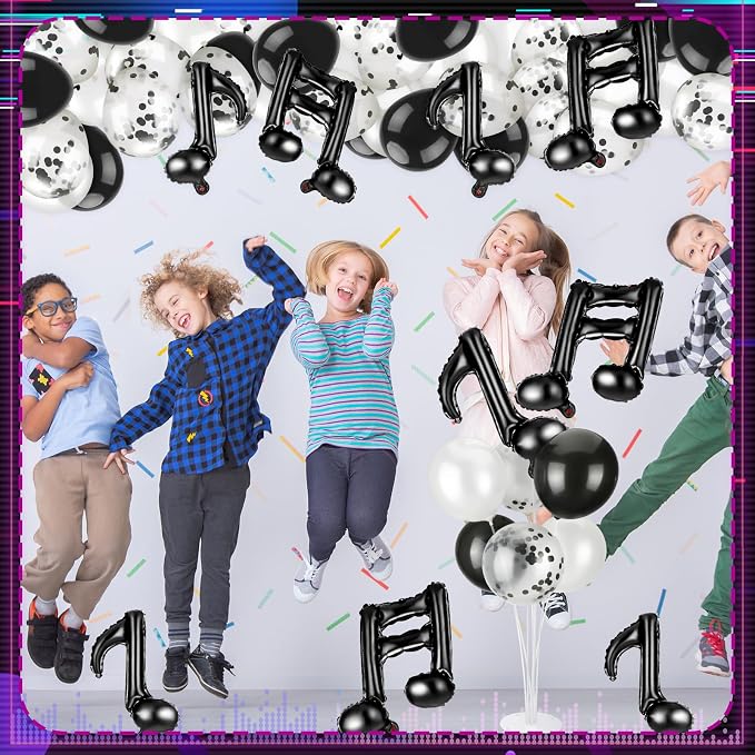 18" Music Notes Foil Balloons Stand Kit 4 Set, Music Latex Birthday Party - Image 7