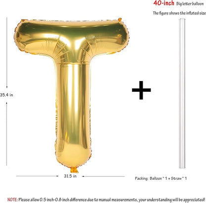 Letter Balloons 40 Inch Giant Jumbo Helium Foil Mylar Gold T - Image 2