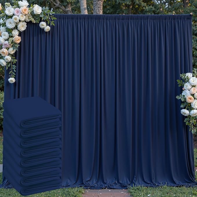 40 ft x 10 ft Wrinkle Free Navy Blue Backdrop Curtain by Outpain