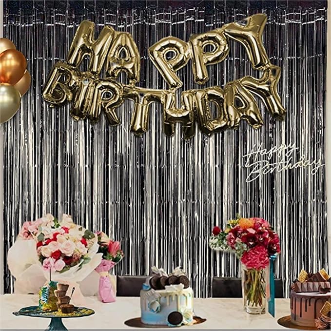 BRAVESHINE Foil Fringe Curtains | Tinsel Curtain Streamers Backdrop | 2 PCS | - Image 7