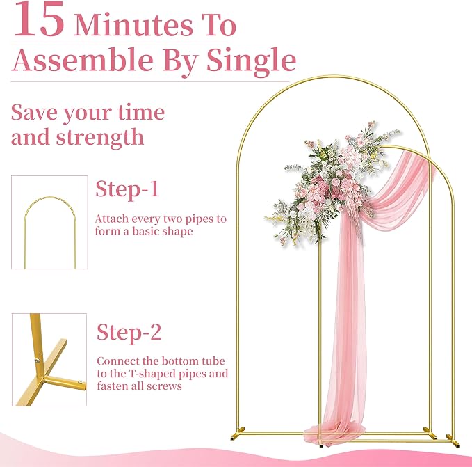 Arch Backdrop Stand Set of 2, Birthday Party, Baby Shower, Graduation, Floral - Image 5